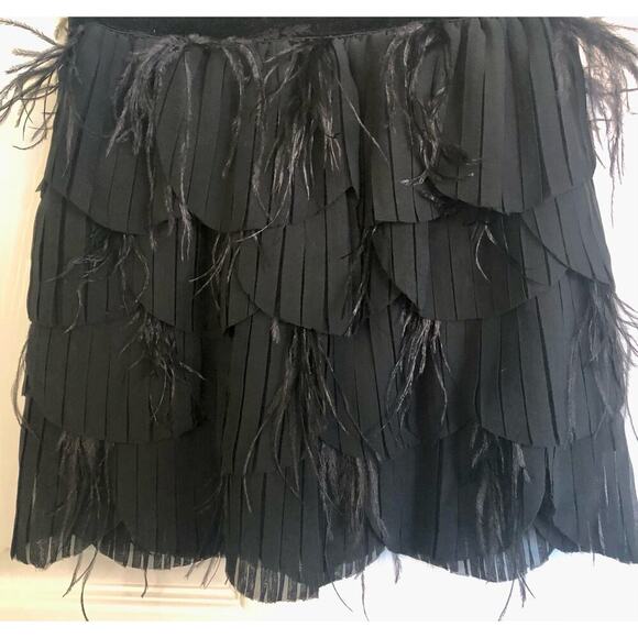 Arden B. Black Layered Ruffle Mini Skirt w/ Feathers Size Small Party Skirt - Picture 5 of 6